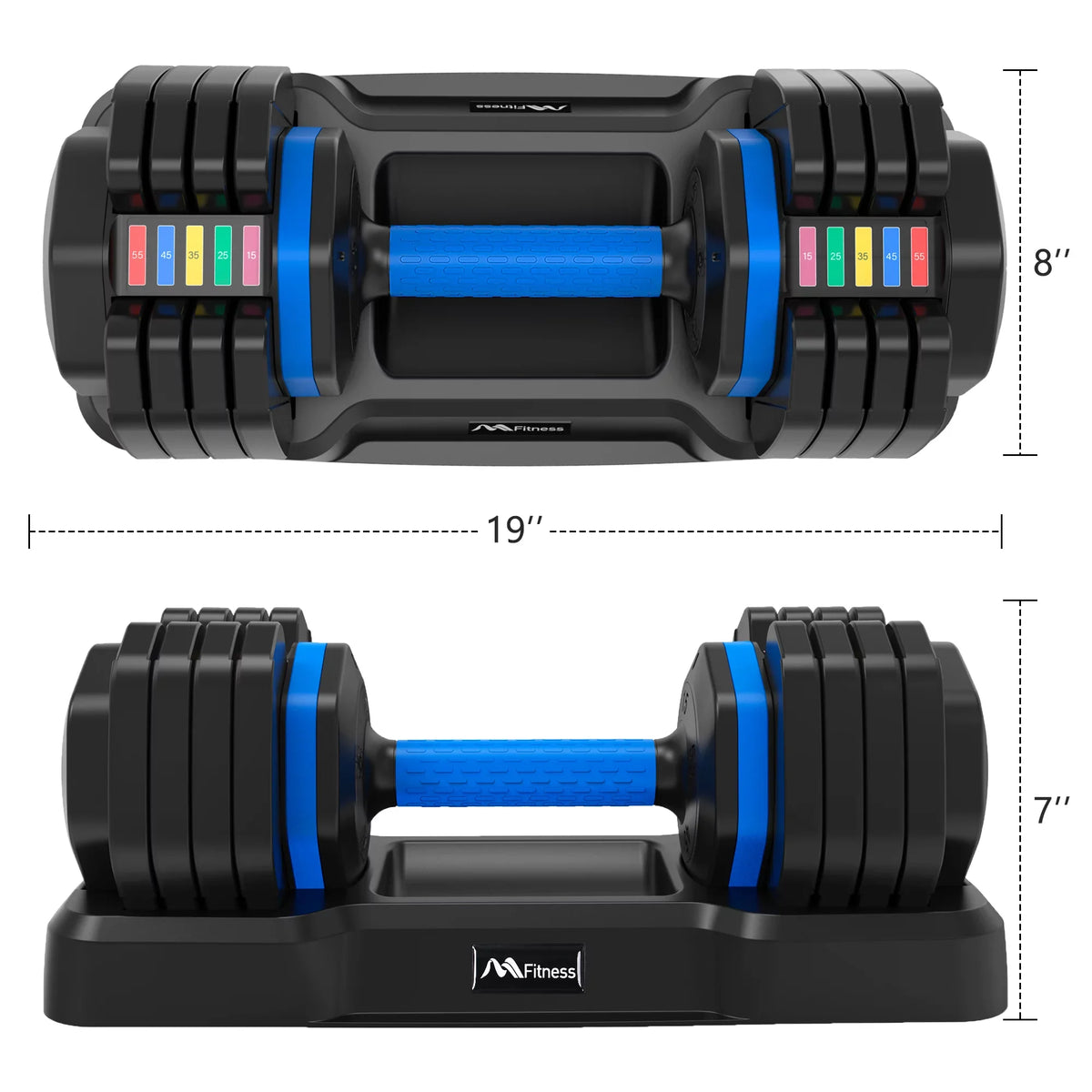 Suitable 55lb Handle, x2 Dumbbell Full by of with Adrinfly Tray, Dumbbell Adjust with - Adjustable Set Fast Anti-Slip Fitness Turning Weight for Exercise Workout Handle Dumbbell Body 2