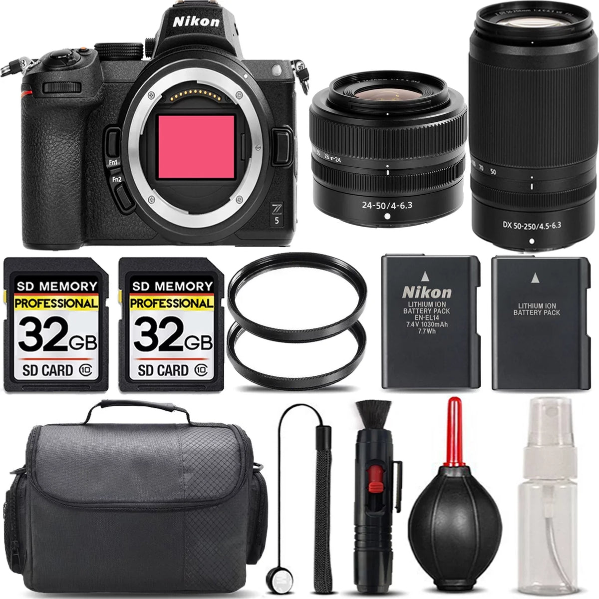 '+ Mirrorless Nikon International UV 24-50mm VR Lens + + Backup + Filter + f/4.5-6.3 64GB f/4-6.3 Battery + Version - 50-250mm Z5 Lens Kit Cleaning with Case Storage