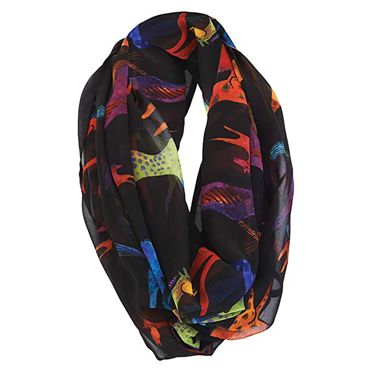 Artistic Laurel Burch Infinity Wrap Scarf Horses Dancing