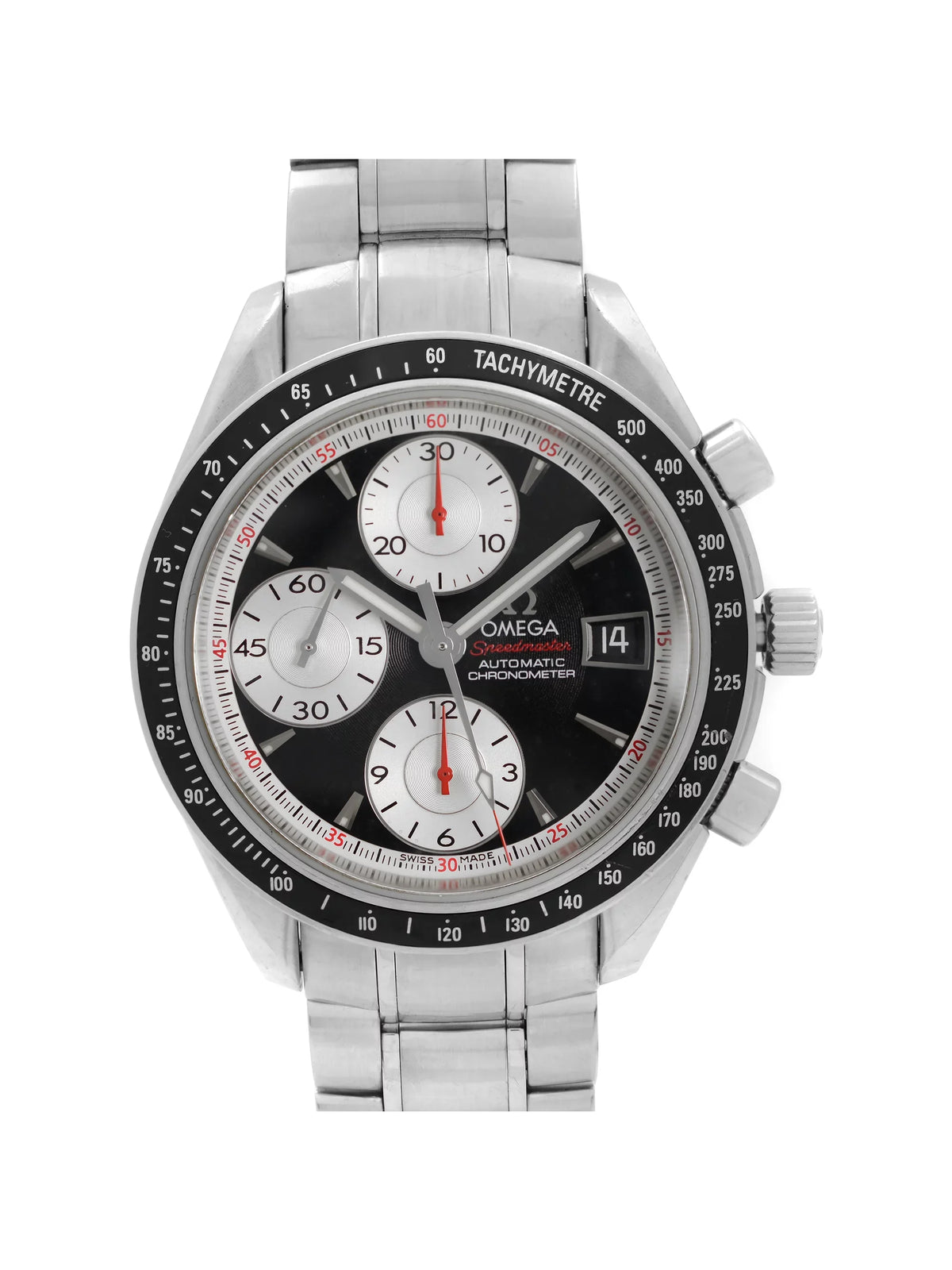 Omega 3210.51.00 Watch Automatic Black Steel Mens Panda Speedmaster Dial 40mm
