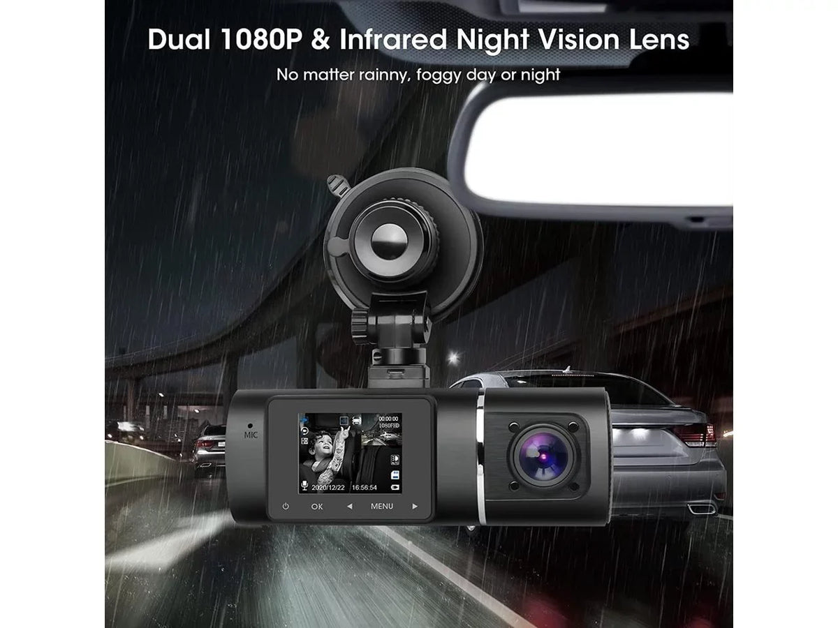 Car G-Sensor FHD WDR Taxi Recording Front Hardwire Cam Driving Dash Vision Camera Rideshare Dual 1080p+1080p Recorder Infrared Loop Night Inside Kit Cabin for Included with