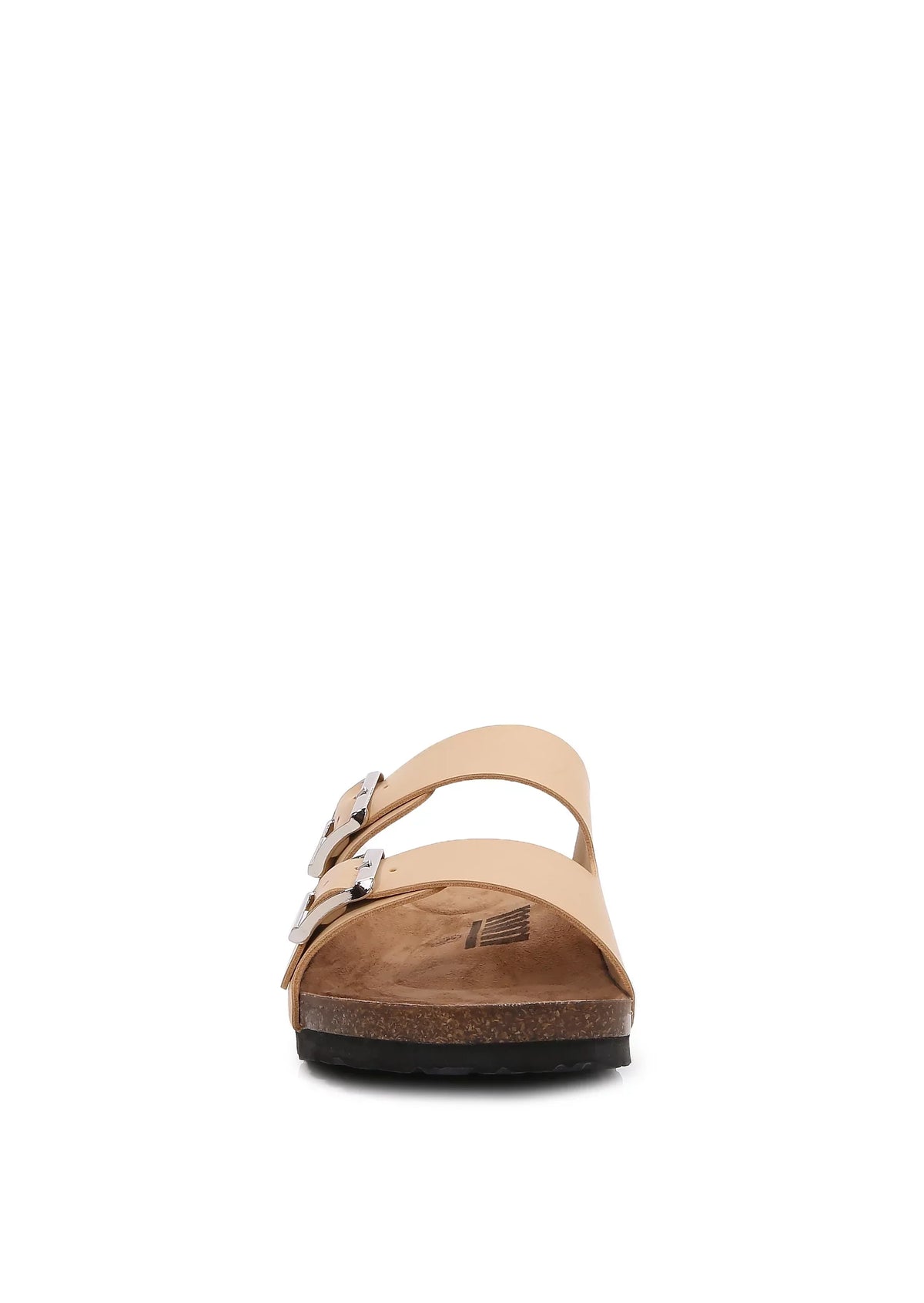 Women (PU Apricot/ Sandal Soft Double Slider Strap Cork Leather Footbed PU Cushioned 6)