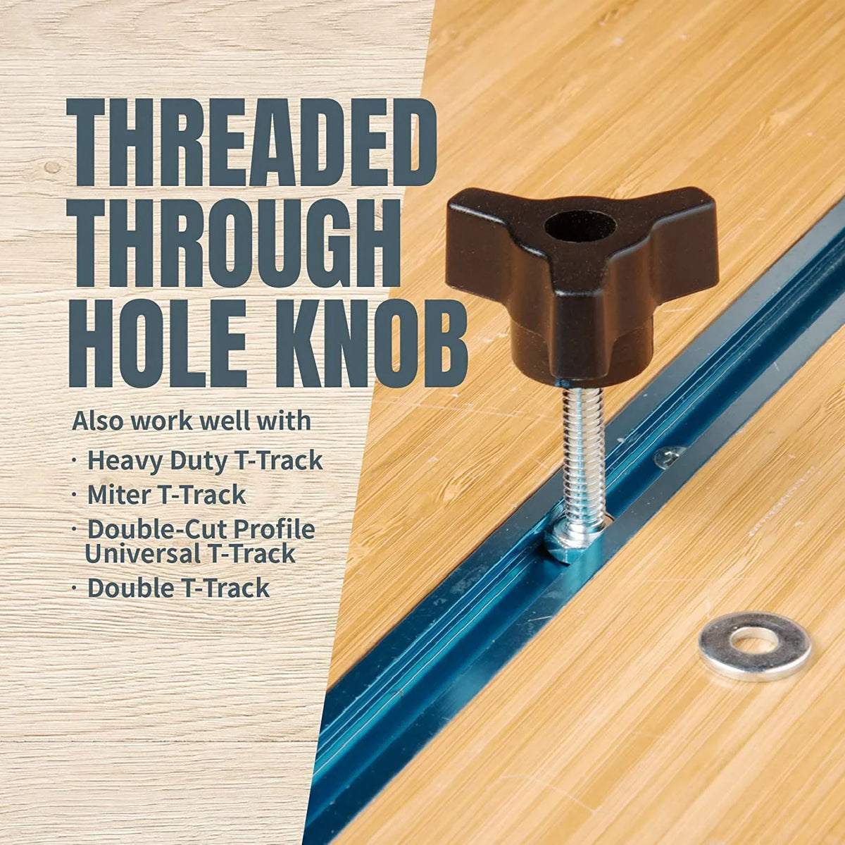 of Track Woodworking Track Clamps, POWERTEC T (Set 1-1/2" Jigs and Washers, Down 1/4-20 Fixtures Knob w/Hold Down Bolts Kit, for 2x5-1/2" and L T 10) Clamps, Hold Track Hex Accessories T x Kit (71846)