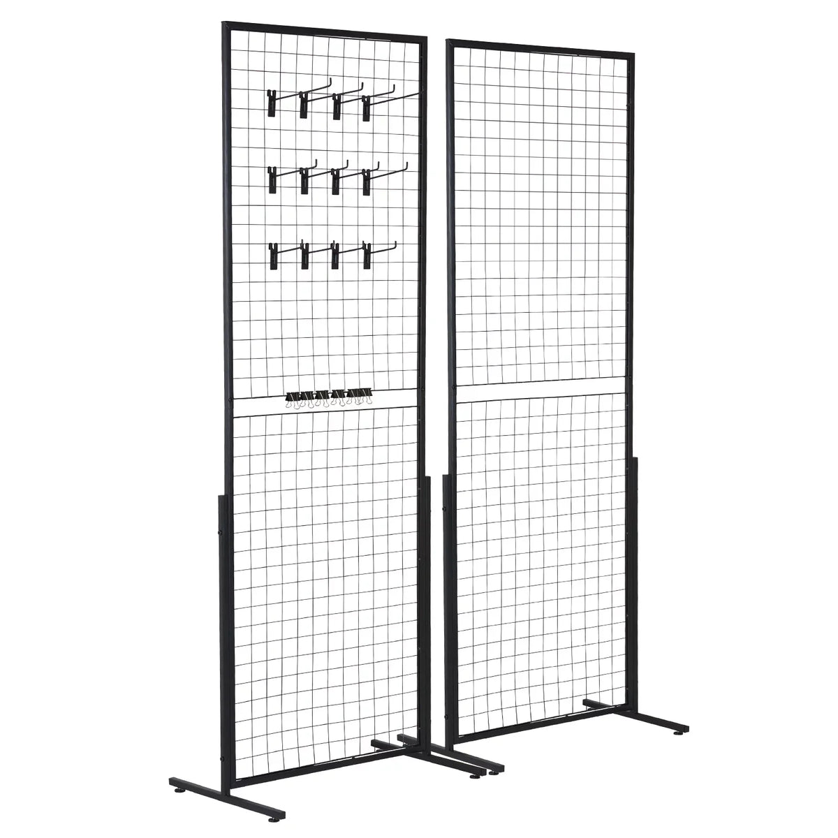 Side Wall T-Base with Packs Grid Gridwall 2' Gridwall x Double Retail Floorstanding, Shows, Display and Wire Art Extra Clips Panels Racks Display for 2 Panels Tower, with 5.6' Craft Hooks BENTISM