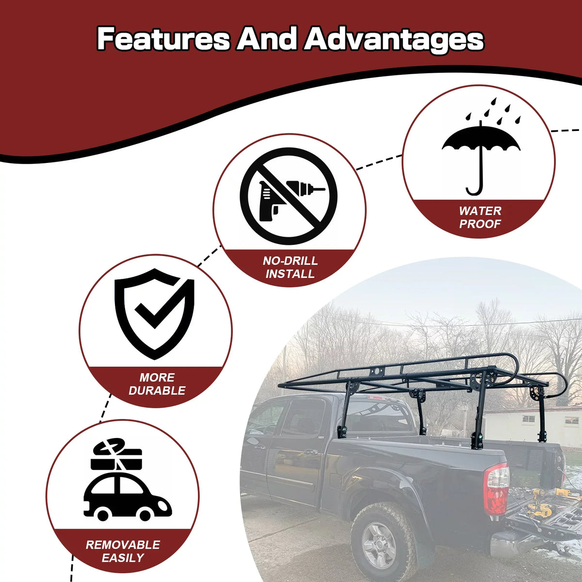 Long Bar Over-Cab LBS 60 Contractors Lumber Inch 1000 Rack Rack Pickup Cab Ladder Adjustable Truck Kayak Side Kojem Bed Universal