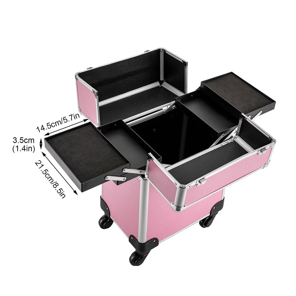 Cosmetic Makeup Case Barber Personal Miumaeov Organizer Dividers Beauty Care for Storage Professional Adjustable Rolling Trolley Case Large Case Train Travel Cosmetic Salon