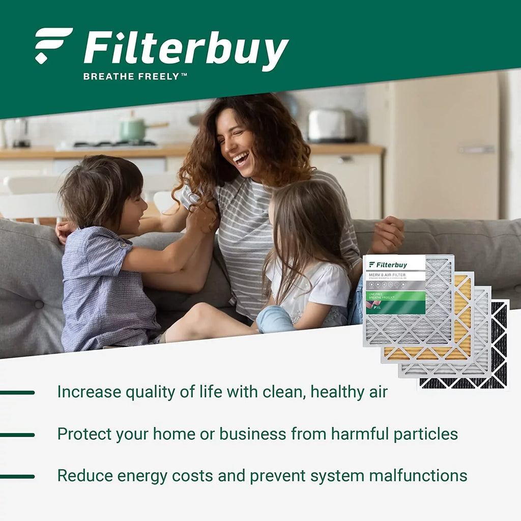 12x18x4 AC Filterbuy (6-Pack) Pleated HVAC Furnace MERV 13 Air Filters