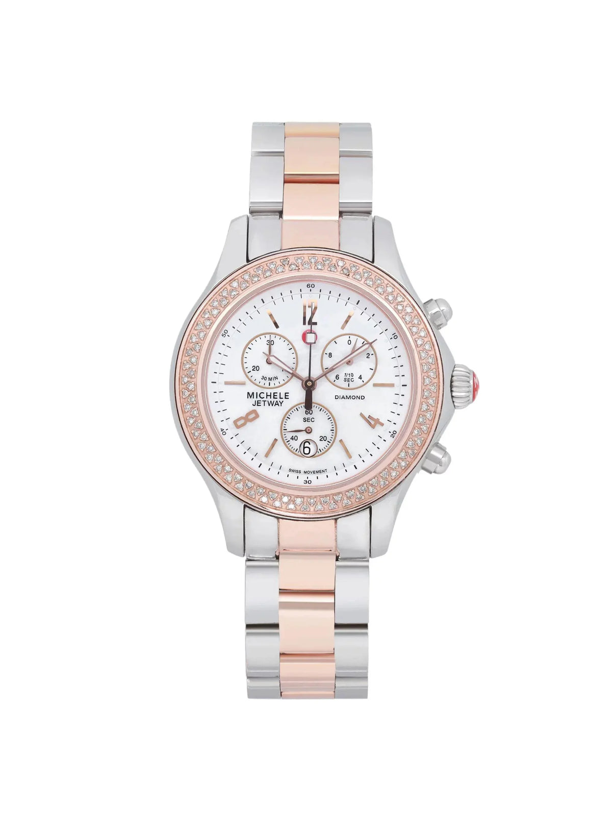 Watch 40mm Michele Steel Quartz Diamond MWW17A000017 0.50cttw Jetway Ladies