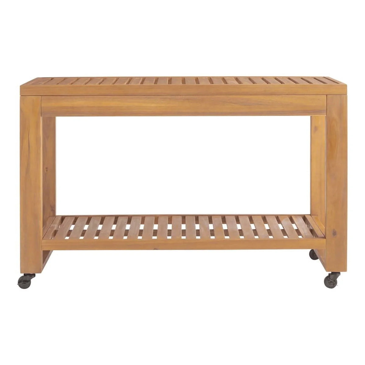 Shelf Afuera Living Kitchen Outdoor Island in Slatted Rolling & Top Wood Natural