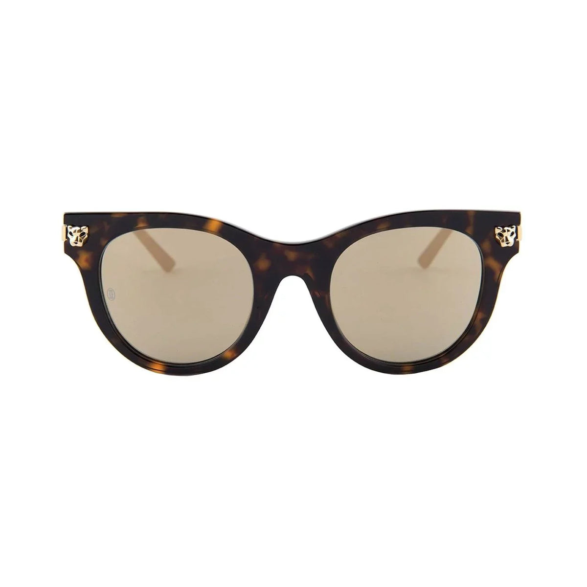 Gold CT0024S-002 Havana Cartier Mirror Brown Sunglasses Bronze Lens Cat-Eye
