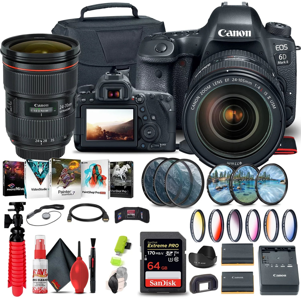 More Canon with Mark Camera II 24-105mm + Lens EOS II + 6D f/4L 64GB (1897C009)