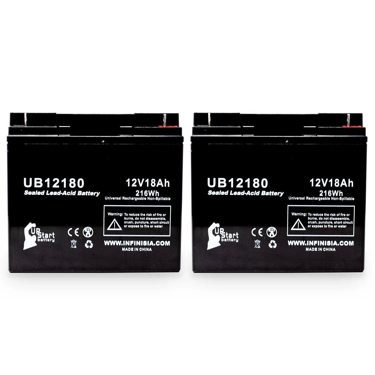 '- Battery T4 SLA) 18000mAh, Lead PICHER (12V, CFM12V18 - 18Ah, Sealed Compatible Universal Battery Pack 2x Replacement Acid AGM, UB12180 EAGLE BATTERIES Terminal,