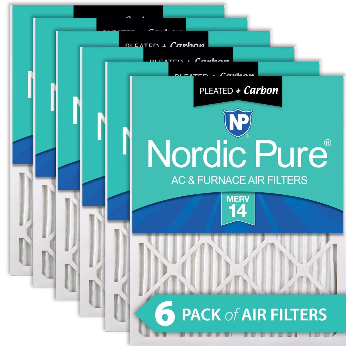 Nordic 12x18x1 Pack 14 Plus Pure MERV Filters Pleated Carbon 6 Air