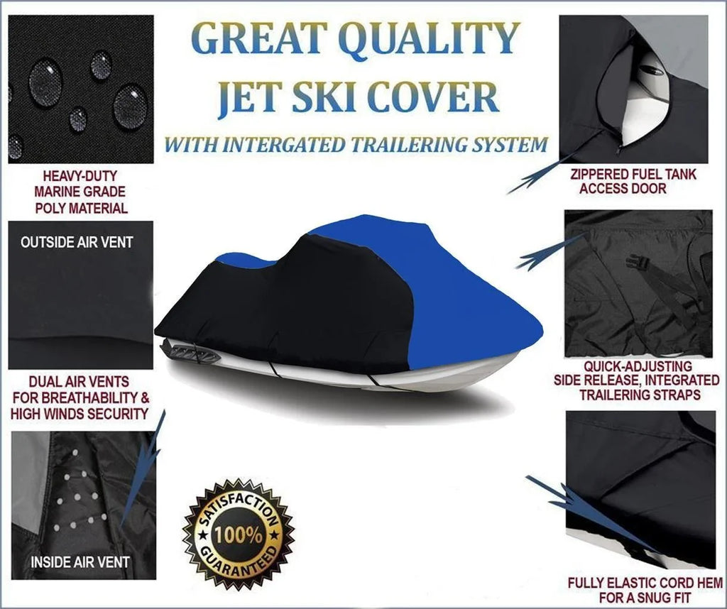 / HONDA 129" HEAVY-DUTY, for SEA Compatible 3 BLUE Compatible TO POLARIS YAMAHA SKI COVER UP LENGTH for DOO JET SEAT BLACK