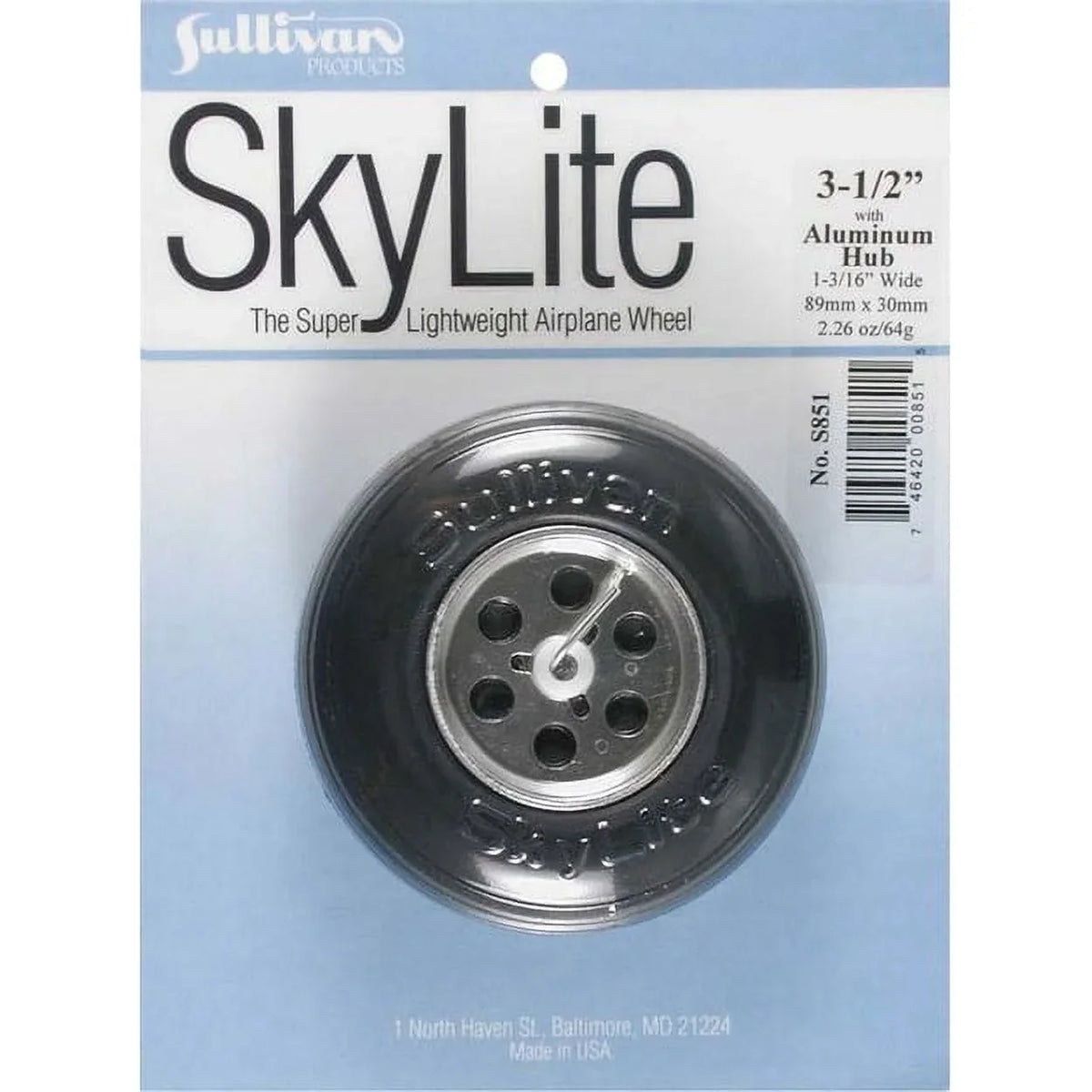 851 (1) 3-1/2 Sullivan SkyLite Sullivan Hub Products inch Wheels w/Aluminum