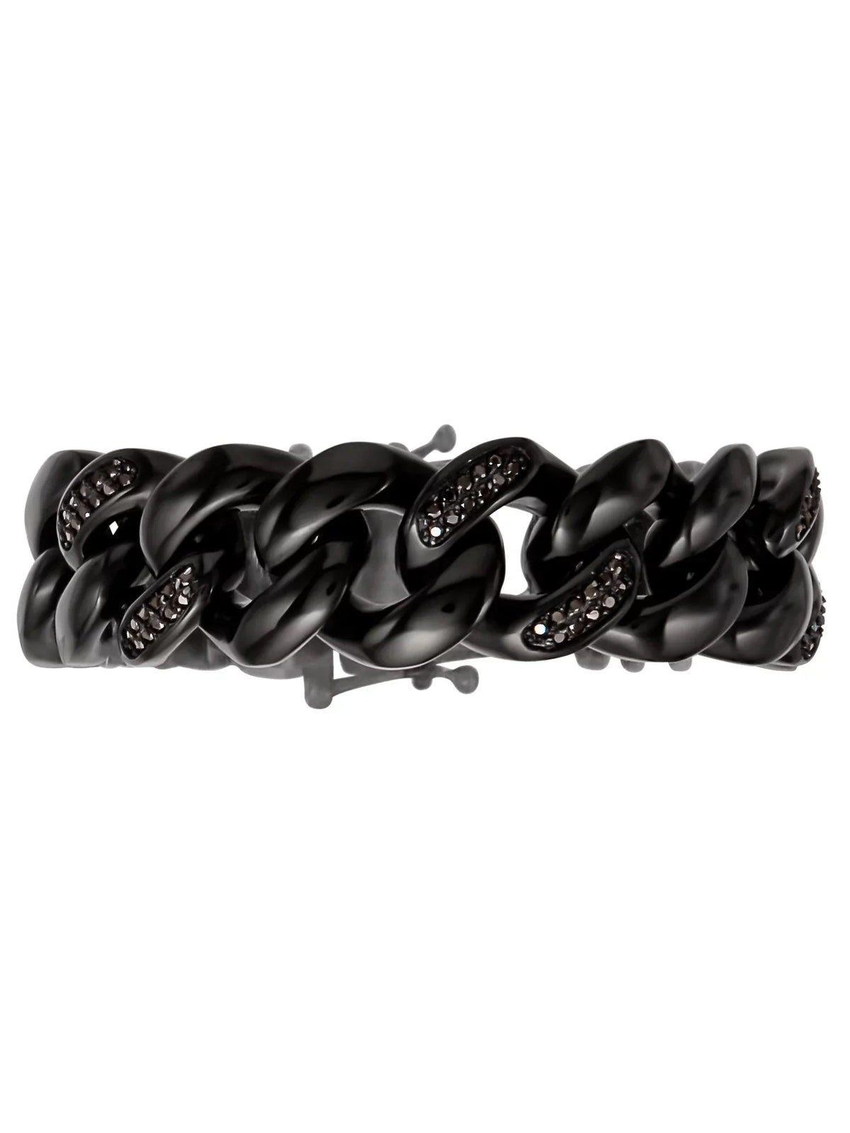 Stainless Simulated Steel Bracelet Curb Diamond O'Neal Black Plated Men's IP Shaquille