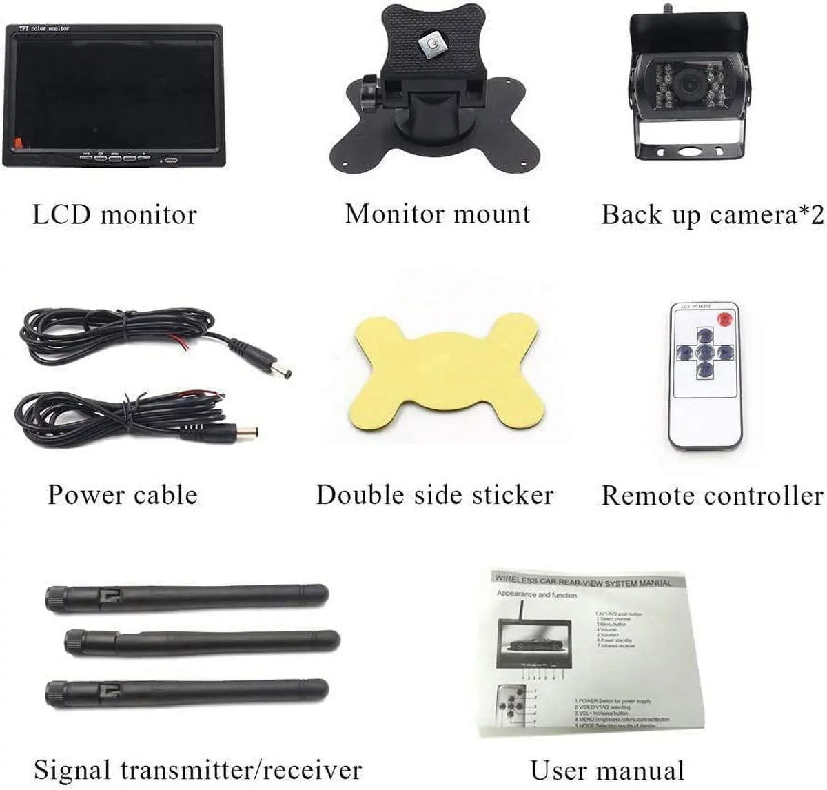 for RV Backup Night 7 Camera Wireless Rear RV/SUV/Van/Pickup/Truck/Trailer Camera and PCS inchMonitor 2 IR Vision View Kit Bileeko