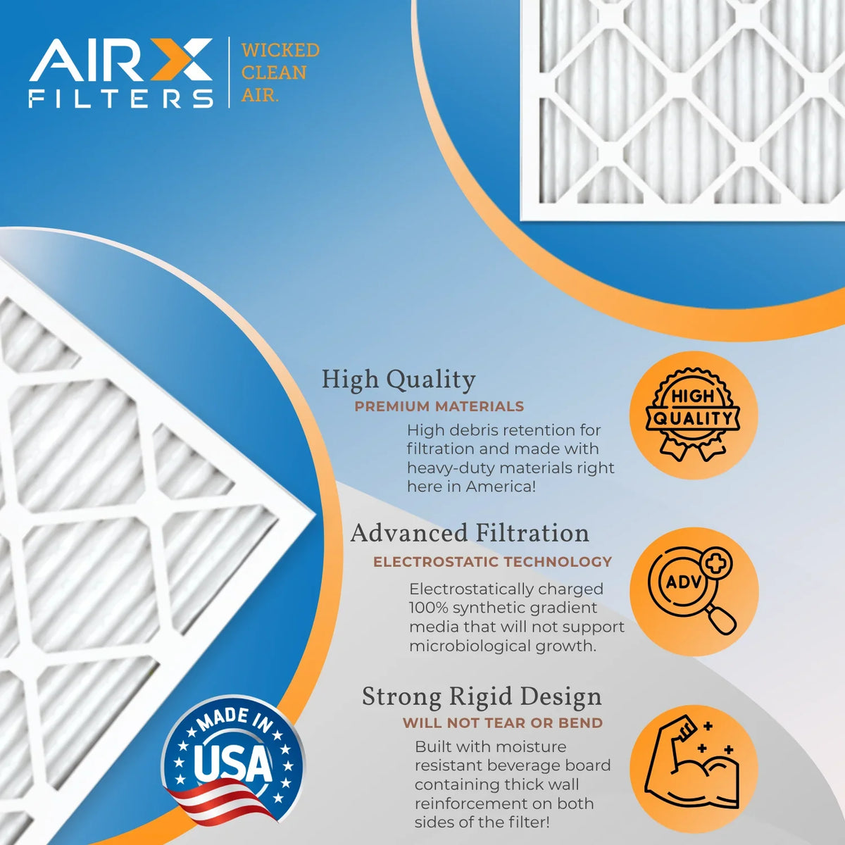 MPR Air USA Premium Pleated by 2200 Filters 1500 6 AC AIR. to 13 - WICKED Air Comparable Pack & AIRX Electrostatic MERV FPR Conditioner Filter HVAC 24x36x1 Filter FILTERS Furnace 9 CLEAN 24x36x1 Made