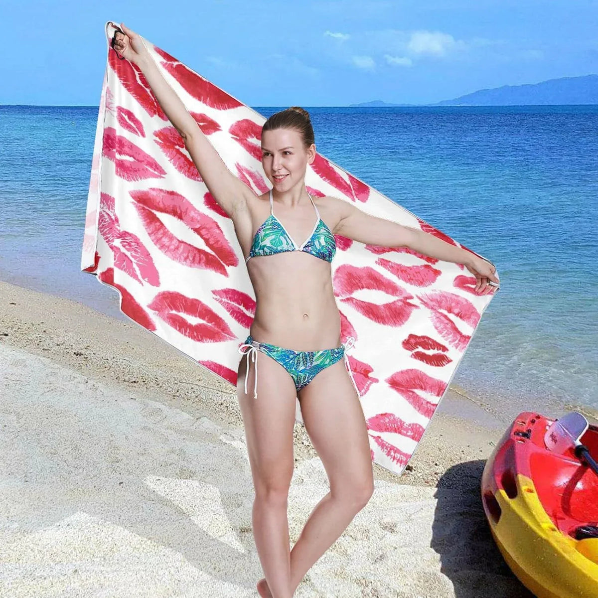 （159） Beach for - Oversized Holiday Towel Lightweight Swimming Lips Red Absorbent Towels Super Travel Compact Bestwell Quick Dry - Camping Towel
