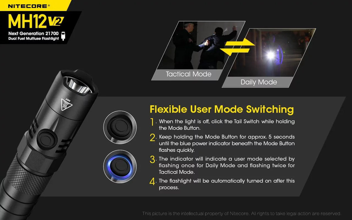 Battery V2 (Included) MH12 LED Flashlight 21700 XP-L2 -21700 + V6 -1200 Battery NL2150HPi CREE Lumens Combo: Nitecore 5000mAh