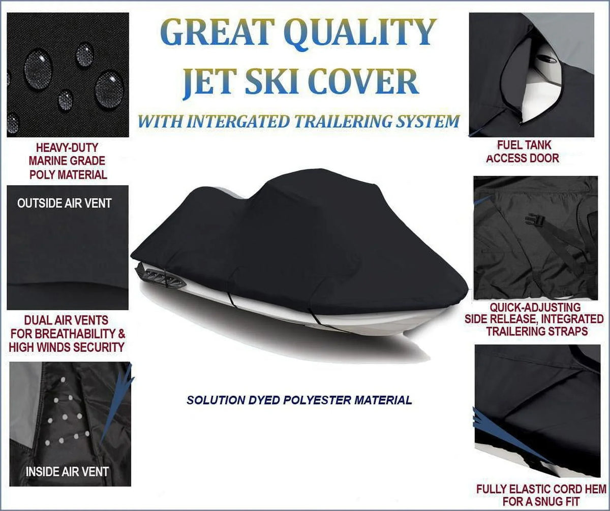 Travel BLACK ULTRA 260X 600 Compatible Cover Ski Cover DENIER 2009 for PWC JetSki Kawasaki Jet 2010 Covers