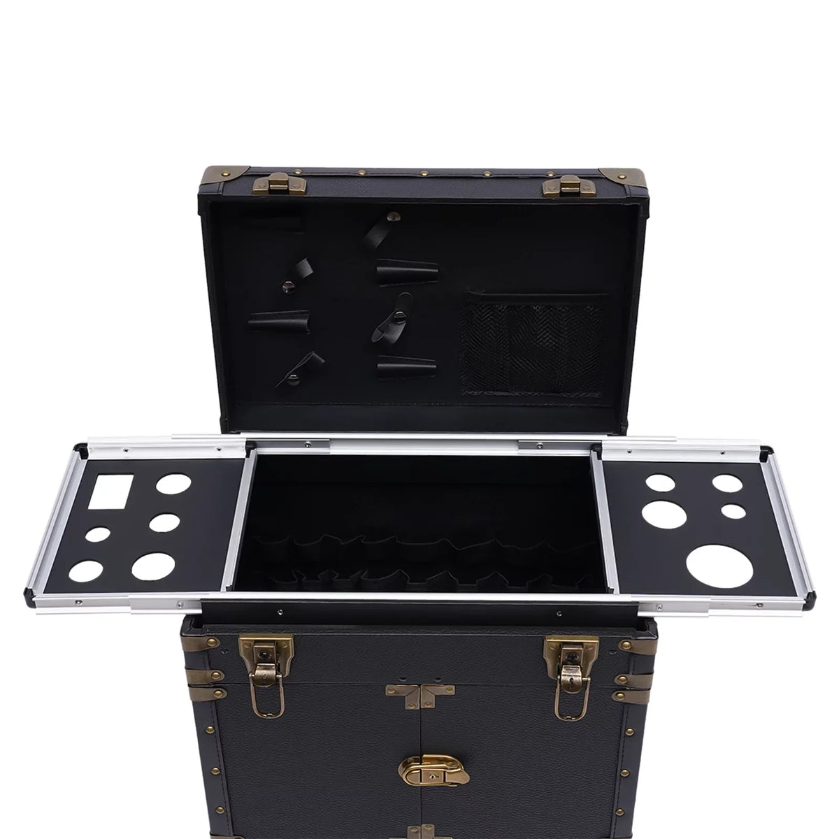 with Miumaeov Organizer Train Box Case, Tool Rolling Makeup Holder Dryer Lockable Stylist Travel Trolley Luggage, Beauty Cosmetic Salon Hair Hairdressing
