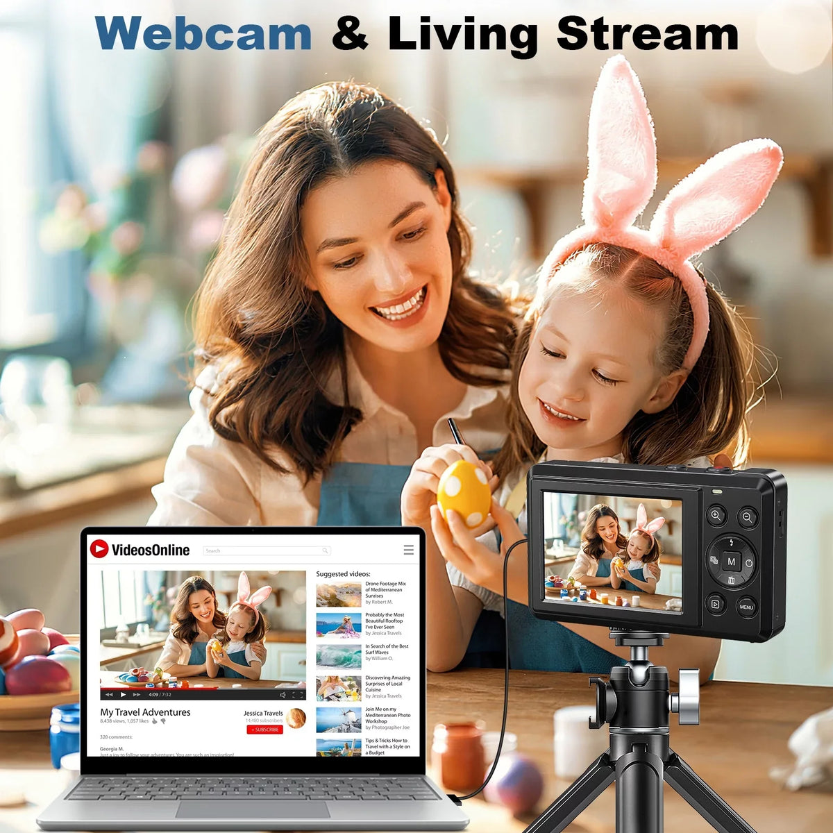 SEREE SD 4K Autofocus 44MP Shoot Compact Point 32GB 16X 2 Batteries with Digital Digital Camera with Portable and Cameras Digital Card and Camera Zoom, 2.4''