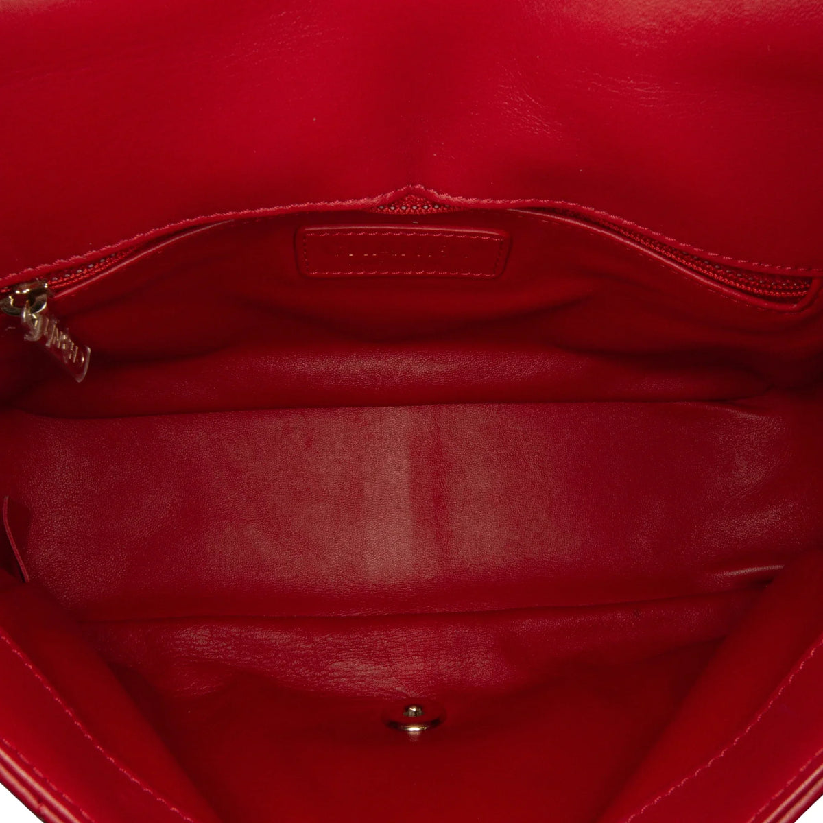Bag Satchel Unisex Easy Pre-Owned Lambskin Carry (Good) Flap Authenticated Small Leather Chanel Red